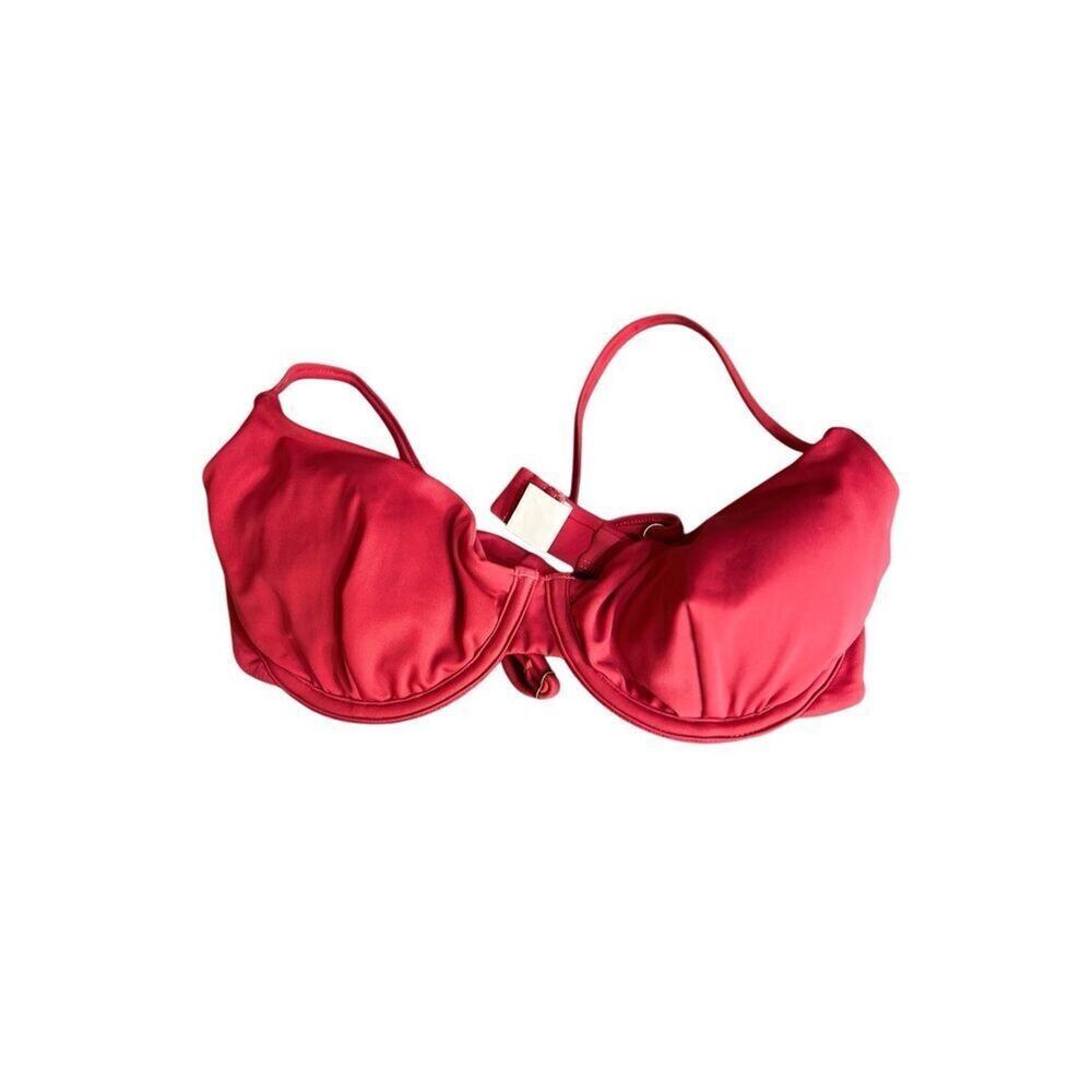 Andie Swimwear Womens Size Large Deep Pink The Bermuda Bikini Top Underwire NWOT